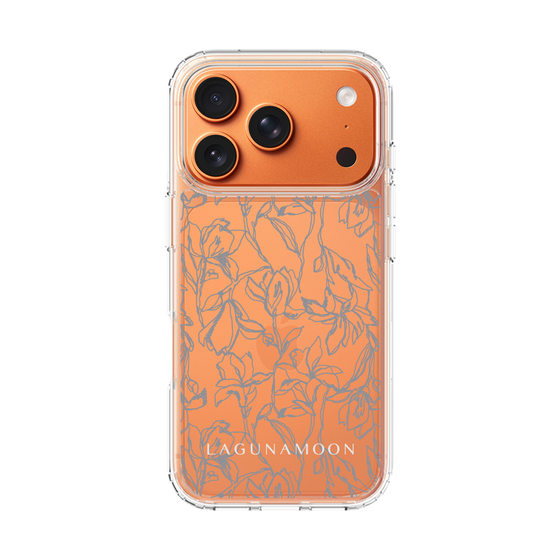 スリムプロテクションケース［ LAGUNAMOON - フラワーパターン - Clear×Grey ］