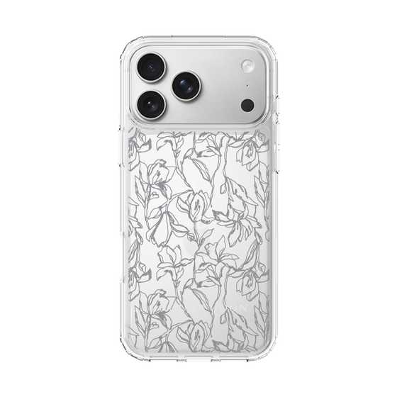 スリムプロテクションケース［ LAGUNAMOON - フラワーパターン - Clear×Grey ］