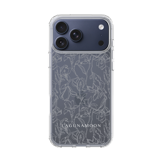 スリムプロテクションケース［ LAGUNAMOON - フラワーパターン - Clear×Grey ］