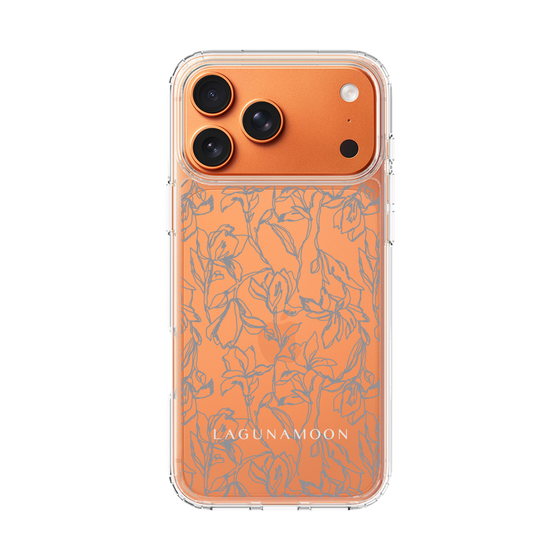 スリムプロテクションケース［ LAGUNAMOON - フラワーパターン - Clear×Grey ］