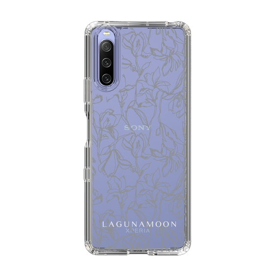 スリムプロテクションケース［ LAGUNAMOON - フラワーパターン - Clear×Grey ］