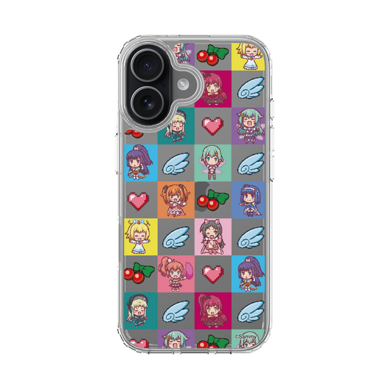 スリムプロテクションケース［ ツインエンジェル - ドットイラスト - クリア ］