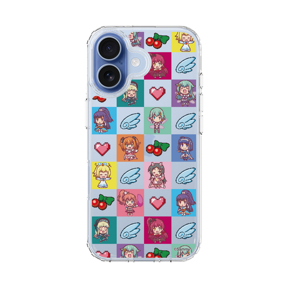 スリムプロテクションケース［ ツインエンジェル - ドットイラスト - クリア ］