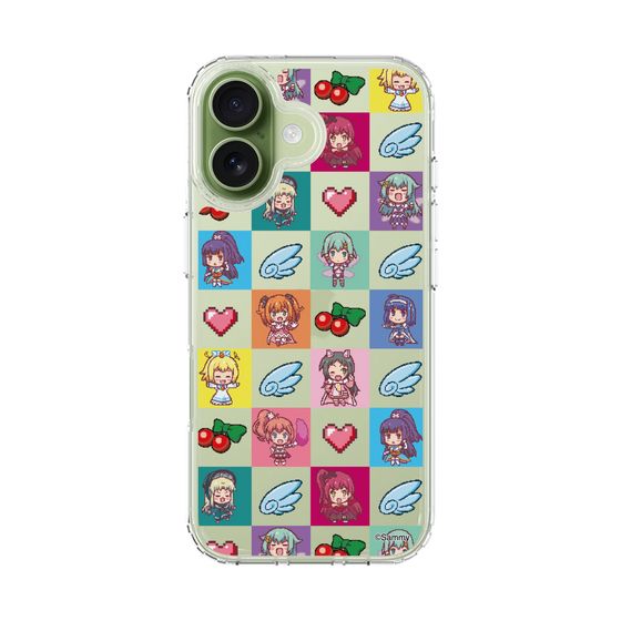 スリムプロテクションケース［ ツインエンジェル - ドットイラスト - クリア ］