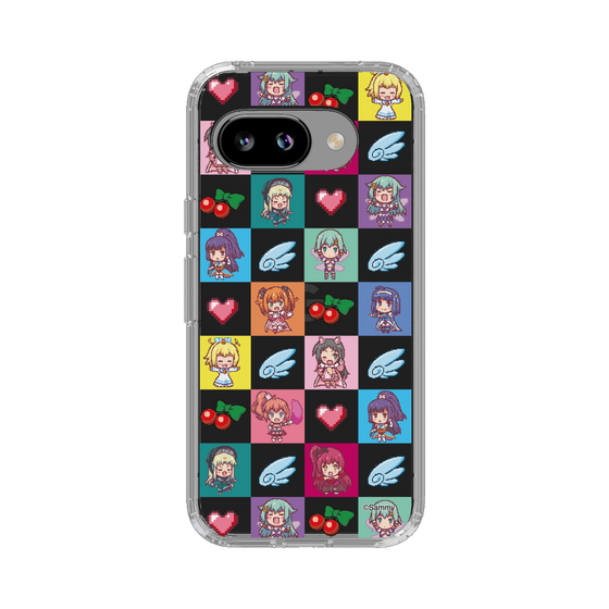 スリムプロテクションケース［ ツインエンジェル - ドットイラスト - クリア ］