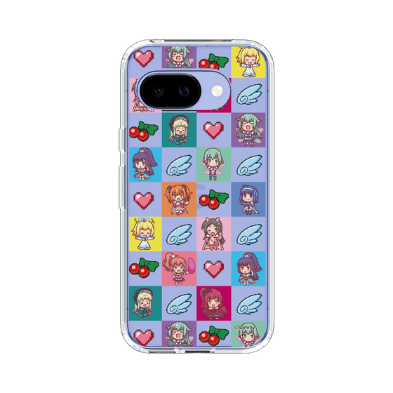 スリムプロテクションケース［ ツインエンジェル - ドットイラスト - クリア ］