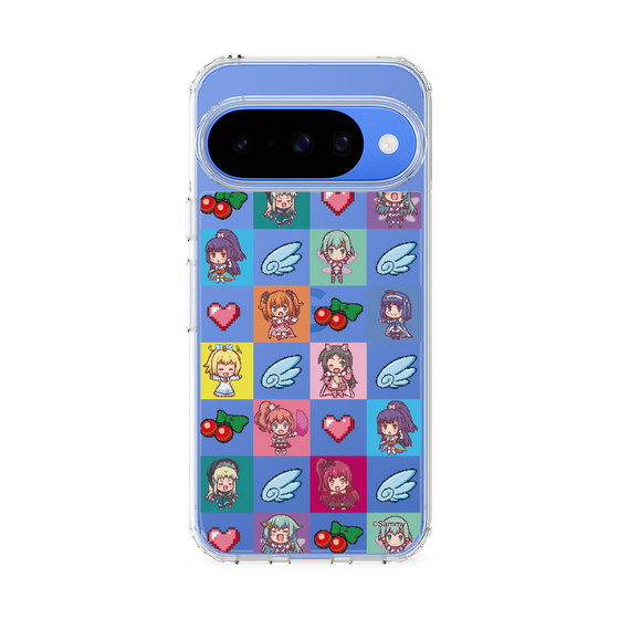 スリムプロテクションケース［ ツインエンジェル - ドットイラスト - クリア ］
