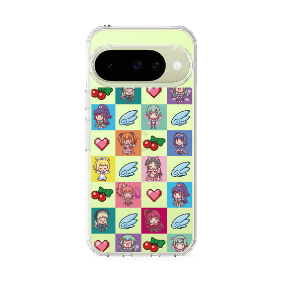 スリムプロテクションケース［ ツインエンジェル - ドットイラスト - クリア ］