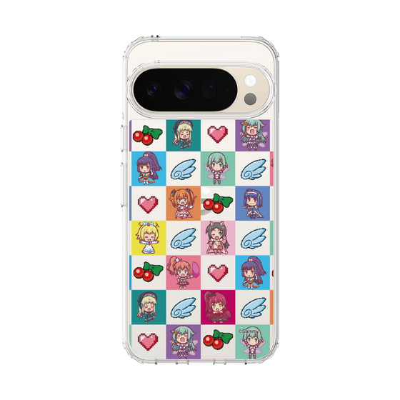 スリムプロテクションケース［ ツインエンジェル - ドットイラスト - クリア ］