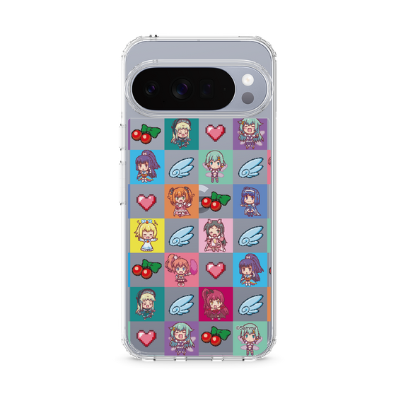 スリムプロテクションケース［ ツインエンジェル - ドットイラスト - クリア ］