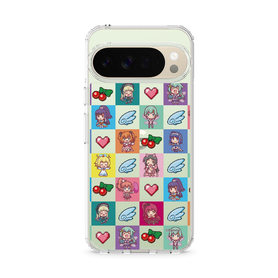 スリムプロテクションケース［ ツインエンジェル - ドットイラスト - クリア ］