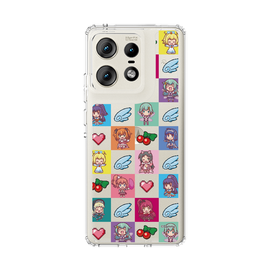 スリムプロテクションケース［ ツインエンジェル - ドットイラスト - クリア ］
