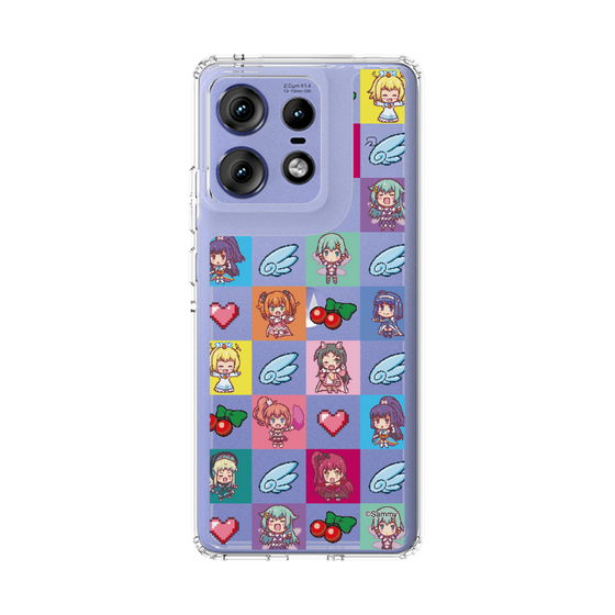 スリムプロテクションケース［ ツインエンジェル - ドットイラスト - クリア ］