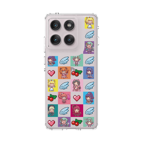 スリムプロテクションケース［ ツインエンジェル - ドットイラスト - クリア ］