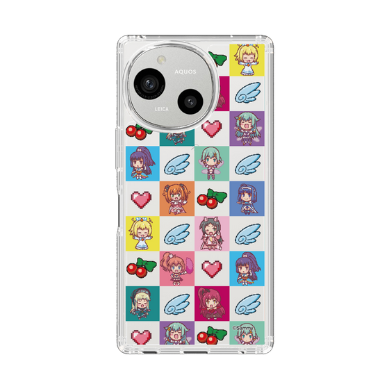 スリムプロテクションケース［ ツインエンジェル - ドットイラスト - クリア ］