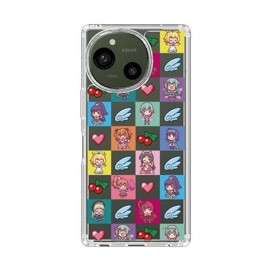 スリムプロテクションケース［ ツインエンジェル - ドットイラスト - クリア ］