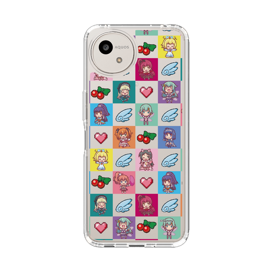 スリムプロテクションケース［ ツインエンジェル - ドットイラスト - クリア ］