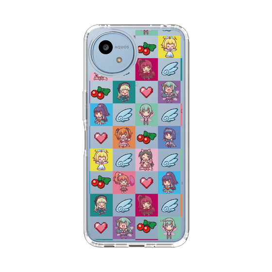 スリムプロテクションケース［ ツインエンジェル - ドットイラスト - クリア ］