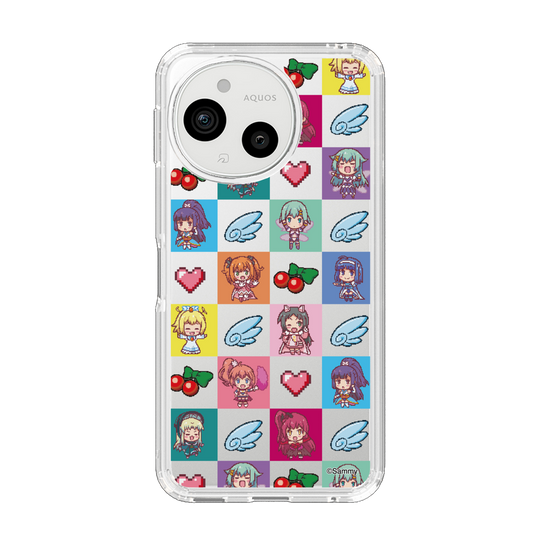 スリムプロテクションケース［ ツインエンジェル - ドットイラスト - クリア ］