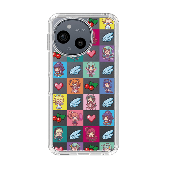 スリムプロテクションケース［ ツインエンジェル - ドットイラスト - クリア ］