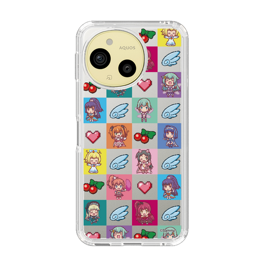 スリムプロテクションケース［ ツインエンジェル - ドットイラスト - クリア ］