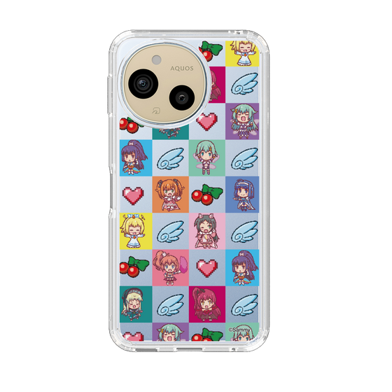 スリムプロテクションケース［ ツインエンジェル - ドットイラスト - クリア ］