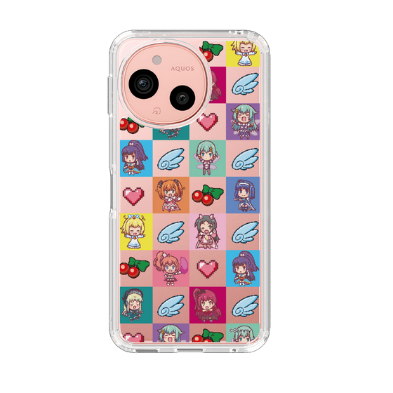 スリムプロテクションケース［ ツインエンジェル - ドットイラスト - クリア ］