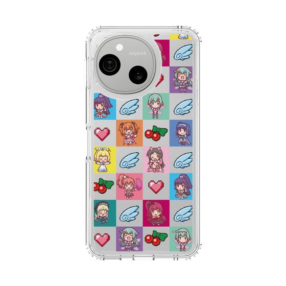 スリムプロテクションケース［ ツインエンジェル - ドットイラスト - クリア ］