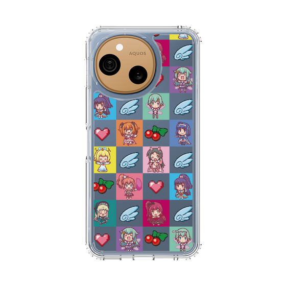 スリムプロテクションケース［ ツインエンジェル - ドットイラスト - クリア ］