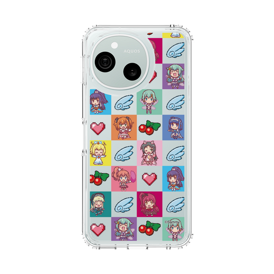 スリムプロテクションケース［ ツインエンジェル - ドットイラスト - クリア ］