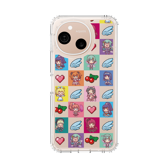 スリムプロテクションケース［ ツインエンジェル - ドットイラスト - クリア ］