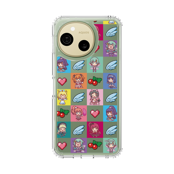 スリムプロテクションケース［ ツインエンジェル - ドットイラスト - クリア ］