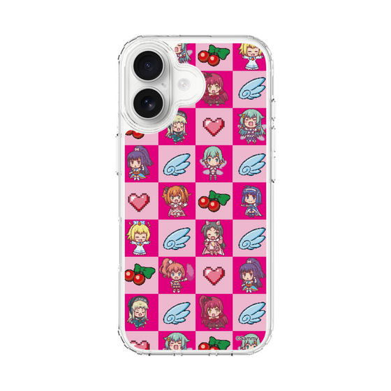 スリムプロテクションケース［ ツインエンジェル - ドットイラスト - ピンク ］