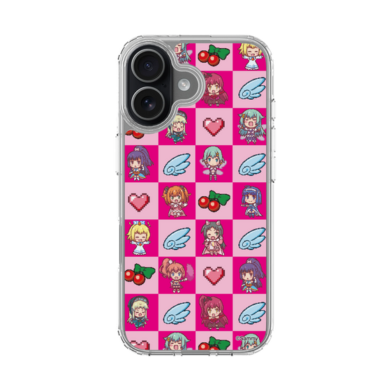 スリムプロテクションケース［ ツインエンジェル - ドットイラスト - ピンク ］