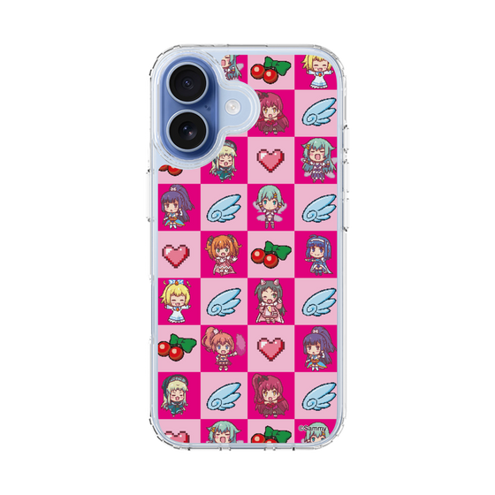 スリムプロテクションケース［ ツインエンジェル - ドットイラスト - ピンク ］