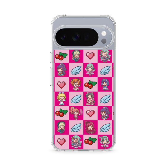 スリムプロテクションケース［ ツインエンジェル - ドットイラスト - ピンク ］