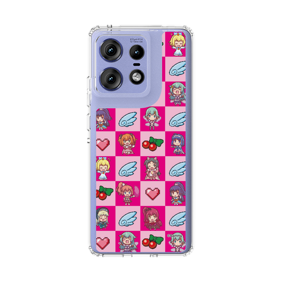 スリムプロテクションケース［ ツインエンジェル - ドットイラスト - ピンク ］