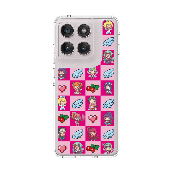 スリムプロテクションケース［ ツインエンジェル - ドットイラスト - ピンク ］