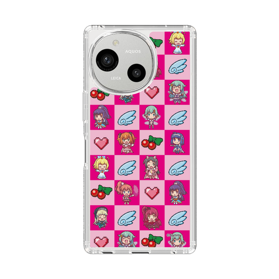 スリムプロテクションケース［ ツインエンジェル - ドットイラスト - ピンク ］