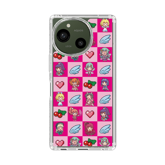 スリムプロテクションケース［ ツインエンジェル - ドットイラスト - ピンク ］