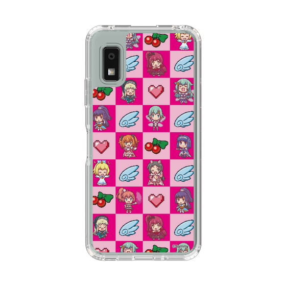 スリムプロテクションケース［ ツインエンジェル - ドットイラスト - ピンク ］