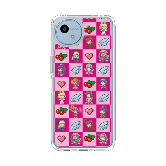 スリムプロテクションケース［ ツインエンジェル - ドットイラスト - ピンク ］