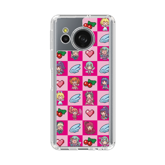 スリムプロテクションケース［ ツインエンジェル - ドットイラスト - ピンク ］