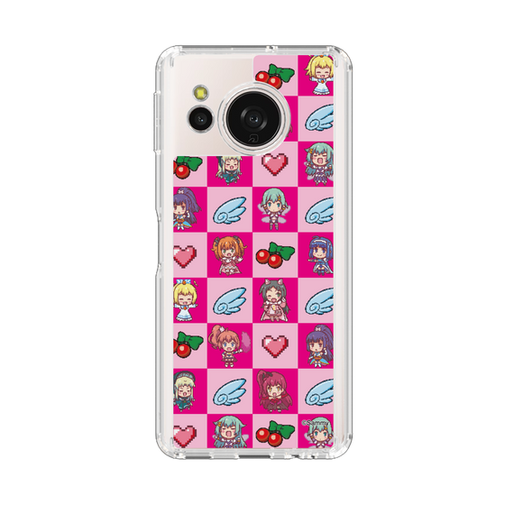 スリムプロテクションケース［ ツインエンジェル - ドットイラスト - ピンク ］