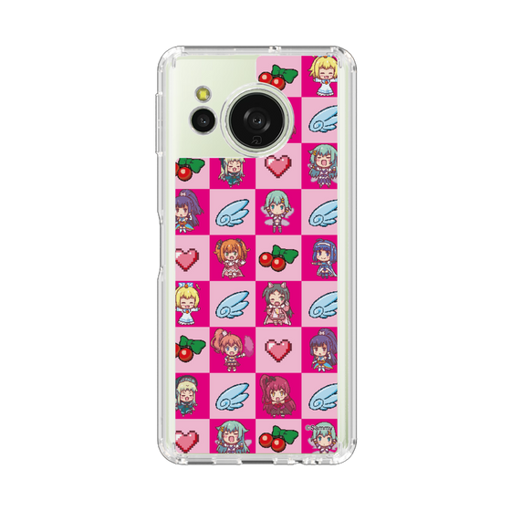 スリムプロテクションケース［ ツインエンジェル - ドットイラスト - ピンク ］