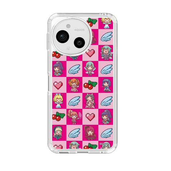 スリムプロテクションケース［ ツインエンジェル - ドットイラスト - ピンク ］