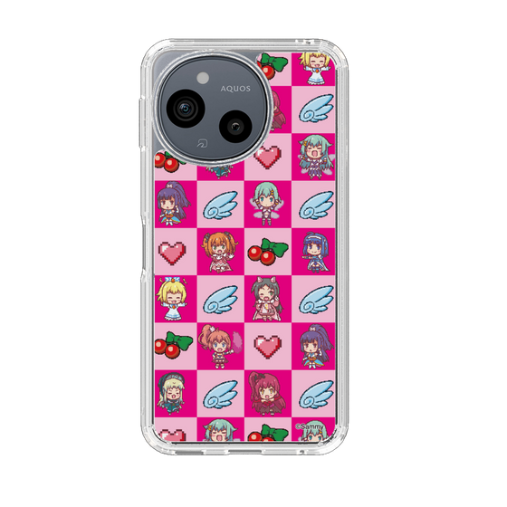 スリムプロテクションケース［ ツインエンジェル - ドットイラスト - ピンク ］