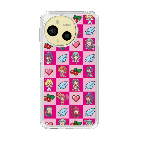 スリムプロテクションケース［ ツインエンジェル - ドットイラスト - ピンク ］