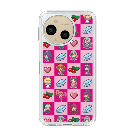 スリムプロテクションケース［ ツインエンジェル - ドットイラスト - ピンク ］