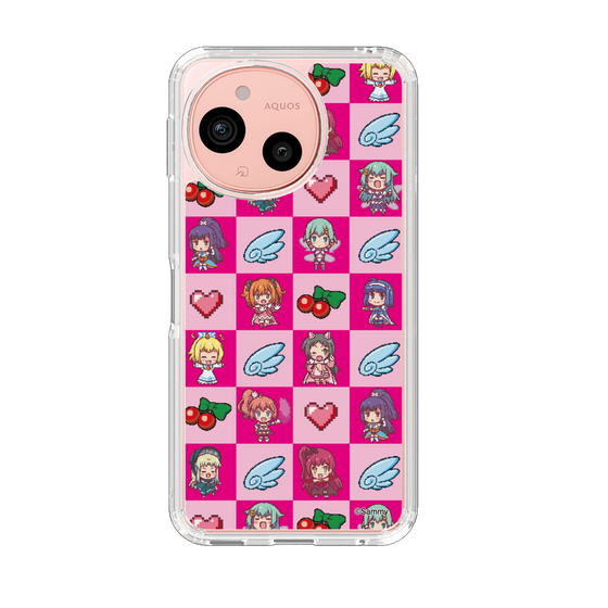 スリムプロテクションケース［ ツインエンジェル - ドットイラスト - ピンク ］